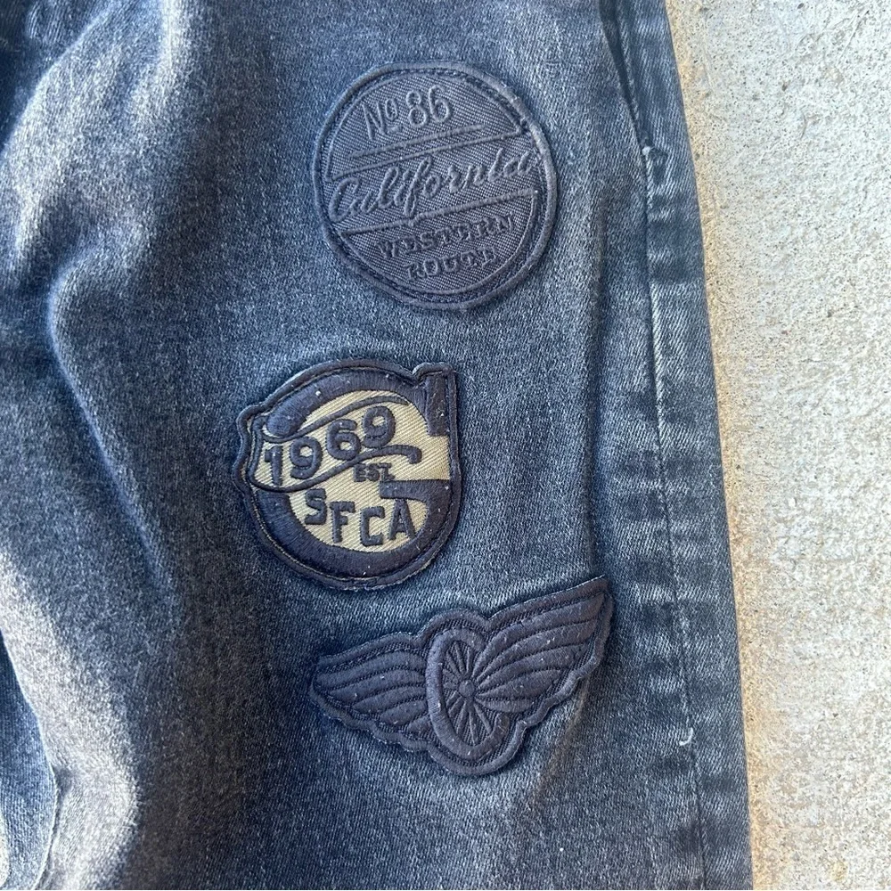 GapKids 1969 Black Slim Jeans Youth Size 12 Regular Adjustable Waist Patches